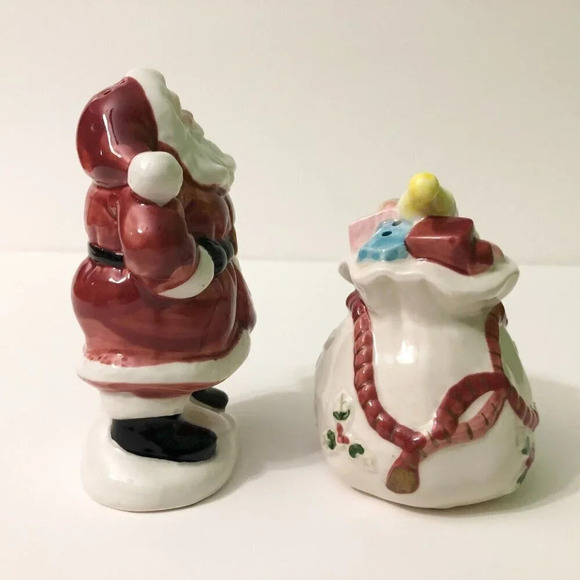 Vtg Fitz and Floyd Christmas Santa and Bag Salt Pepper Shakers Old World - Picture 5 of 16